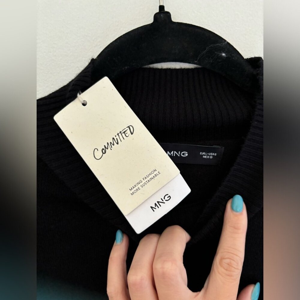 Mango [8] Perkins Dress Black NWT - Picture 9 of 10